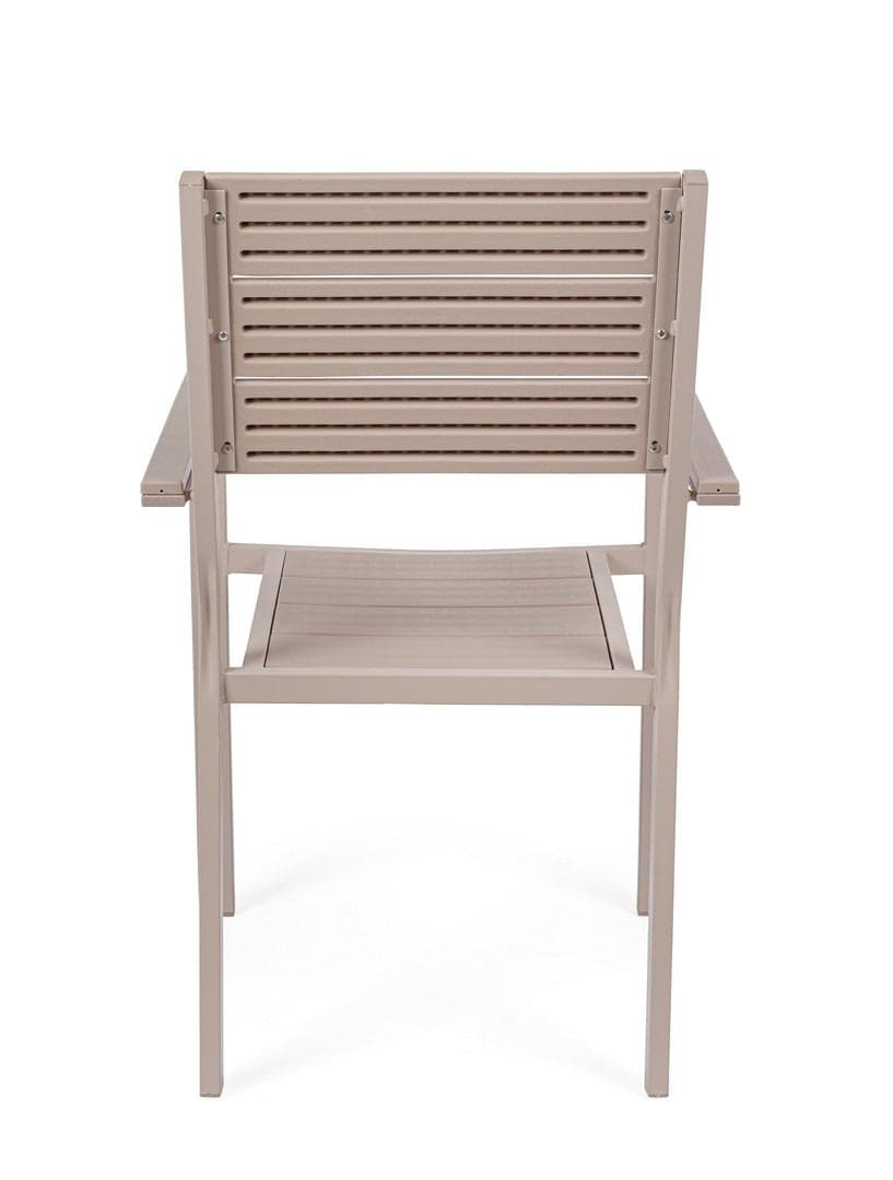 Sedia "Sarita" struttura in acciaio effetto legno venato, con braccioli, per interni ed esterni in Sedie per tavolo da giardino Decor Space - Altamura, commercioVirtuoso.it