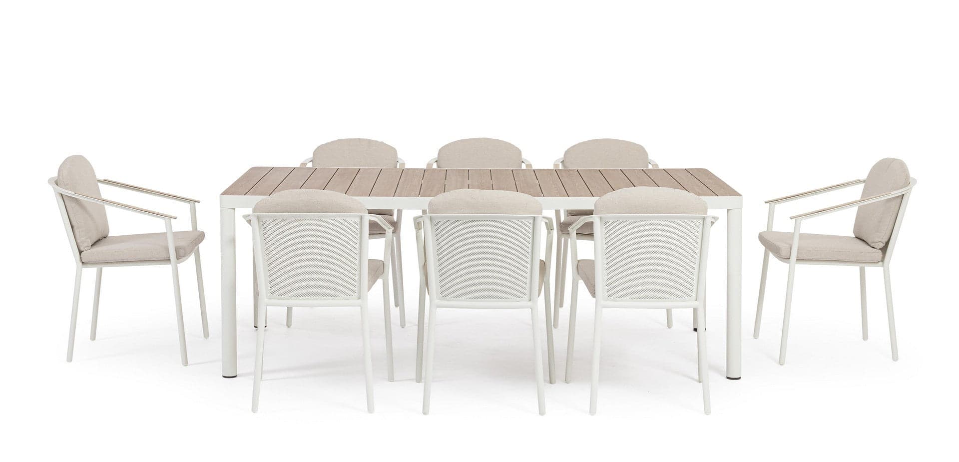 Set tavolo "Ulises" con sedie in alluminio verniciato per interni ed esterni in Set di mobili Decor Space - Altamura, commercioVirtuoso.it