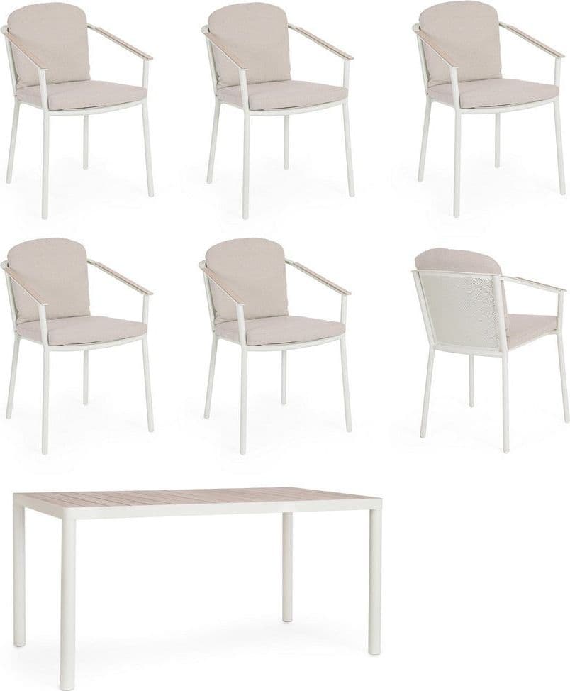 Set tavolo "Ulises" con sedie in alluminio verniciato per interni ed esterni in Set di mobili Decor Space - Altamura, commercioVirtuoso.it