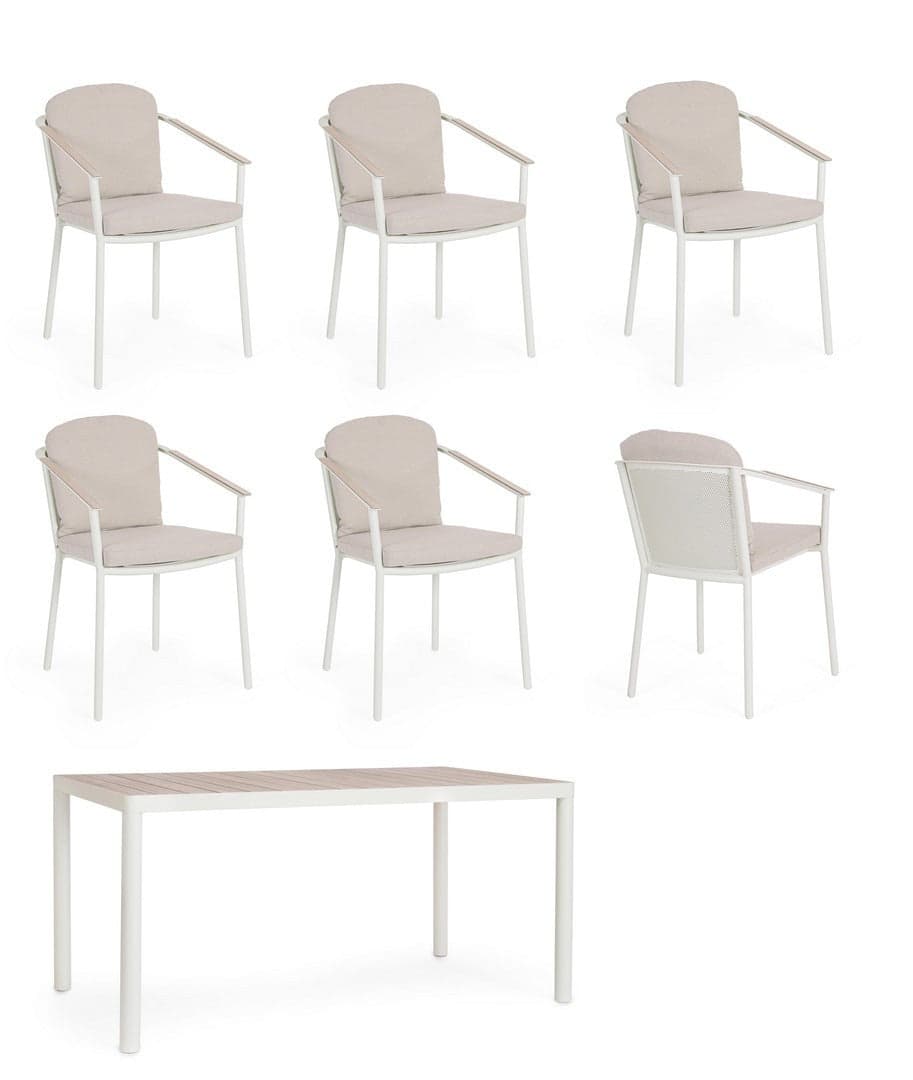 Set tavolo "Ulises" con sedie in alluminio verniciato per interni ed esterni in Set di mobili Decor Space - Altamura, commercioVirtuoso.it