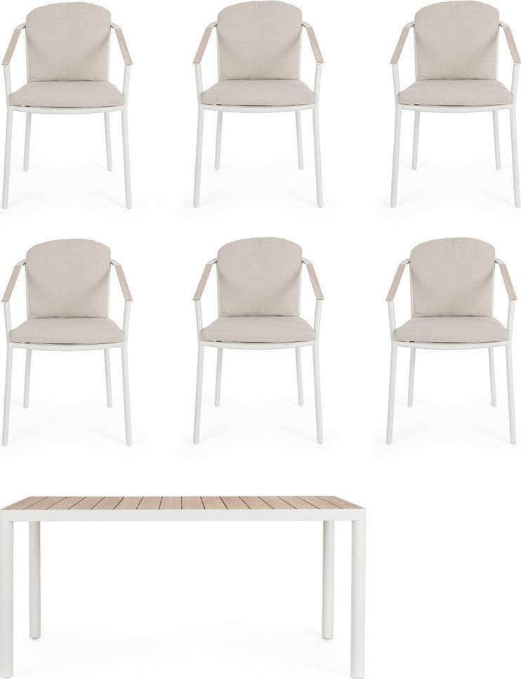 Set tavolo "Ulises" con sedie in alluminio verniciato per interni ed esterni in Set di mobili Decor Space - Altamura, commercioVirtuoso.it