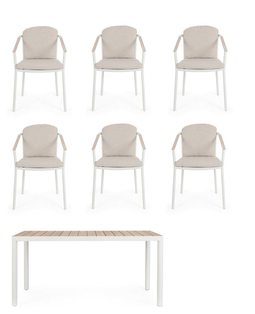 Set tavolo "Ulises" con sedie in alluminio verniciato per interni ed esterni in Set di mobili Decor Space - Altamura, commercioVirtuoso.it
