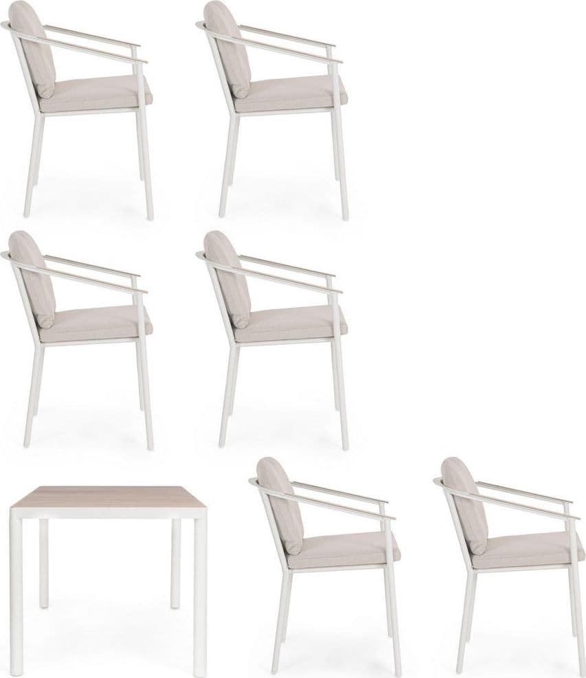 Set tavolo "Ulises" con sedie in alluminio verniciato per interni ed esterni in Set di mobili Decor Space - Altamura, commercioVirtuoso.it