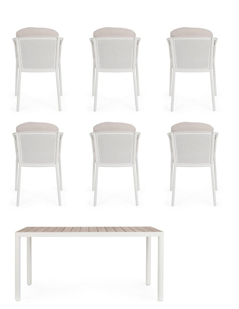 Set tavolo "Ulises" con sedie in alluminio verniciato per interni ed esterni in Set di mobili Decor Space - Altamura, commercioVirtuoso.it