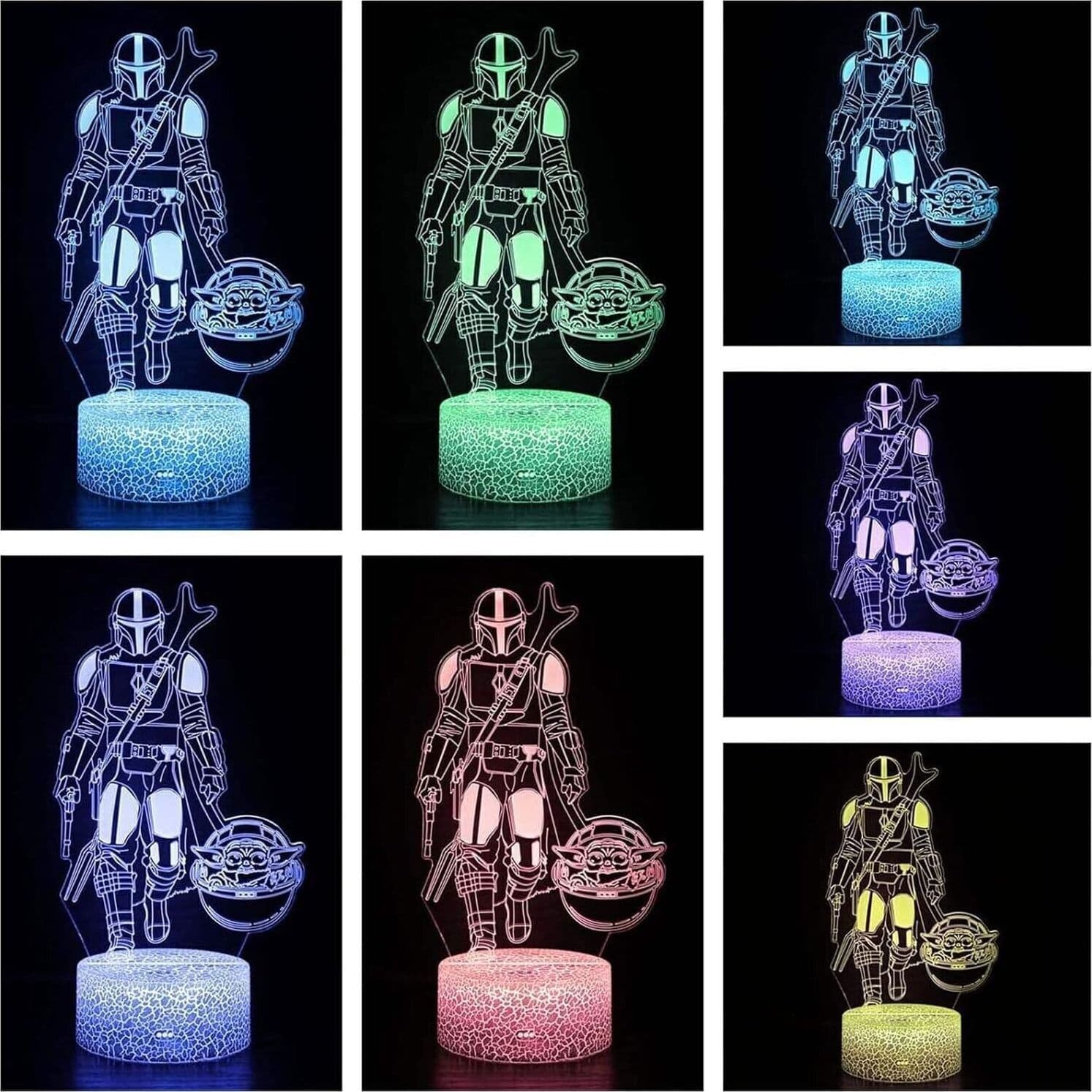 Luce notturna 3D Yoda Star Wars per bambini 3 modelli e telecomando a 16 colori - 2