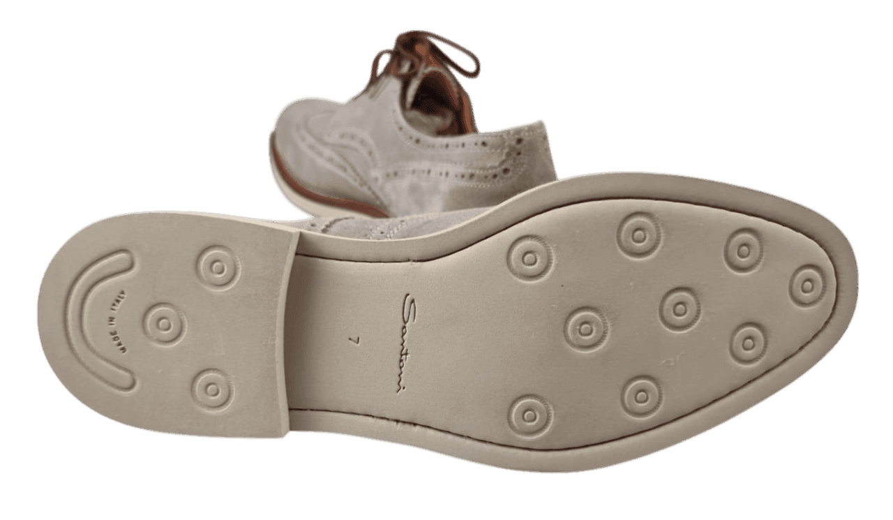 Scarpa Uomo Santoni - Derby Stringata Brogue Grigio chiaro - 4