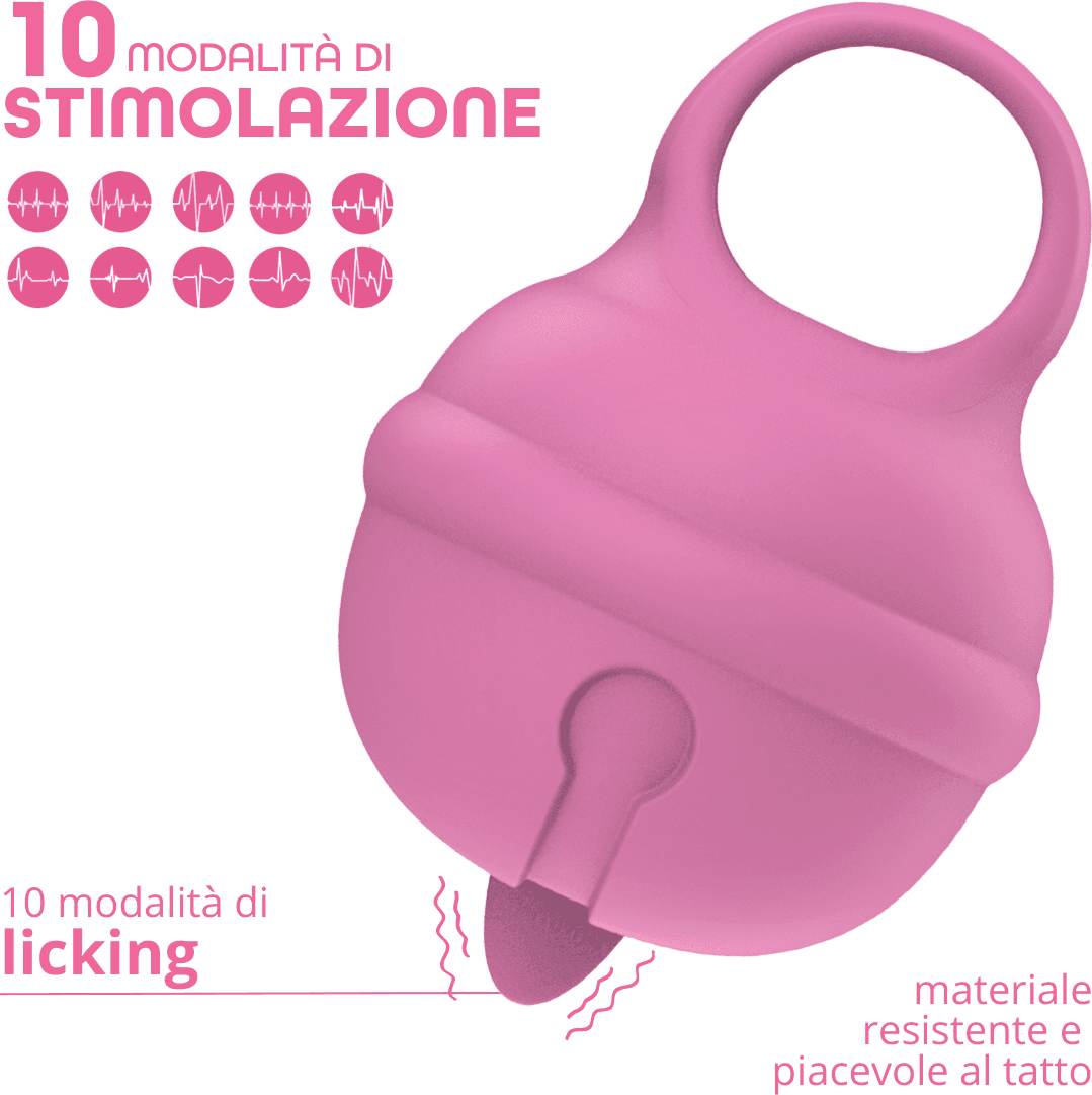 Lecca Clitoride Anello Vibratore con Lingua Stimolatore in Silicone Licking USB - 11