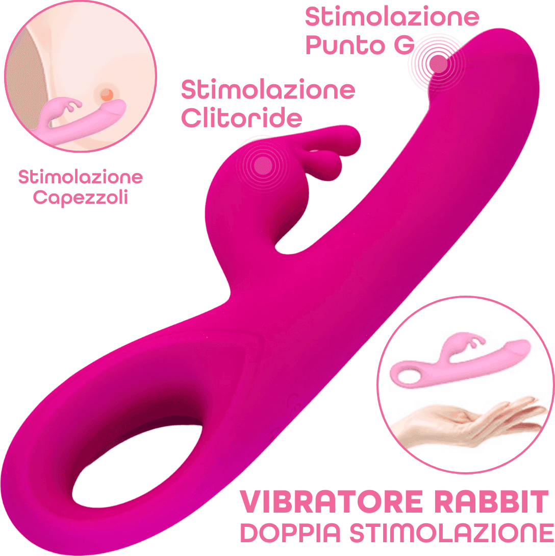 Vibratore Rabbit per Squirting Stimola Clitoride e Punto G Dildo Vibrante SexToy - 11
