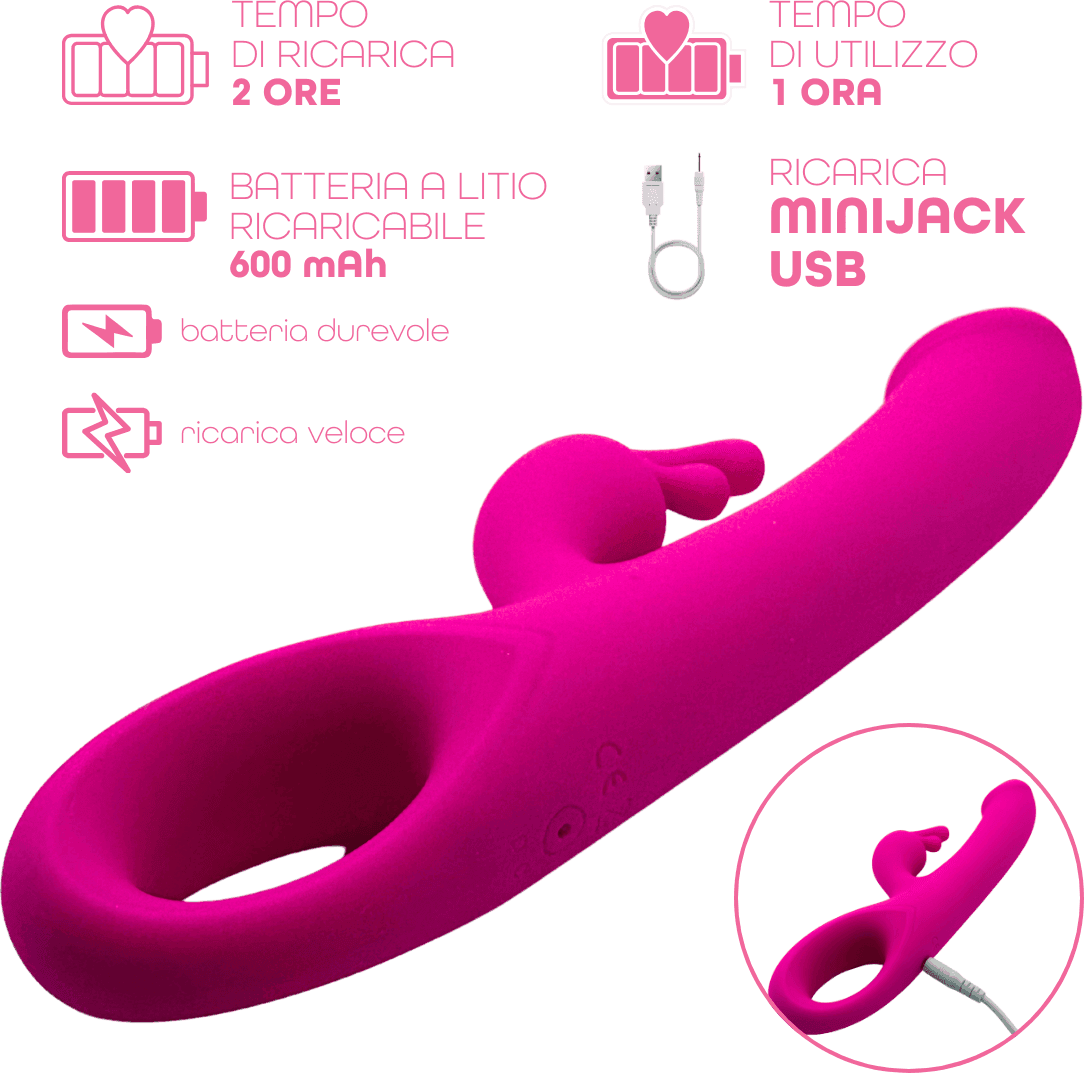 Vibratore Rabbit per Squirting Stimola Clitoride e Punto G Dildo Vibrante SexToy - 12