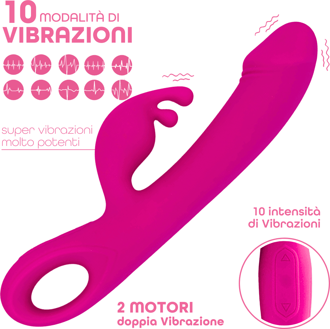 Vibratore Rabbit per Squirting Stimola Clitoride e Punto G Dildo Vibrante SexToy - 10