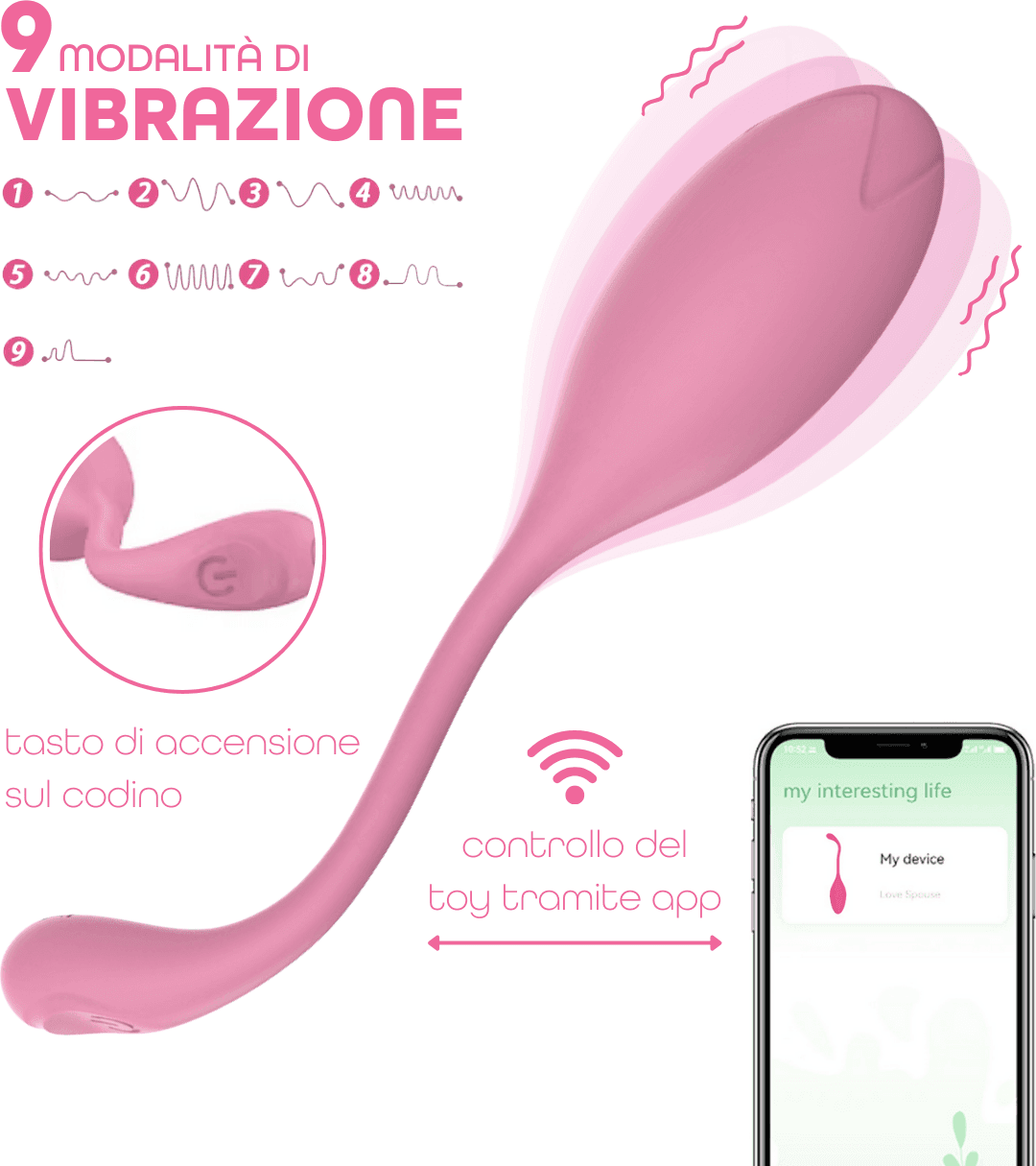 Ovetto Vibrante con App Vibratore Punto G e Clitoride in Silicone 9 Modalità USB - 12