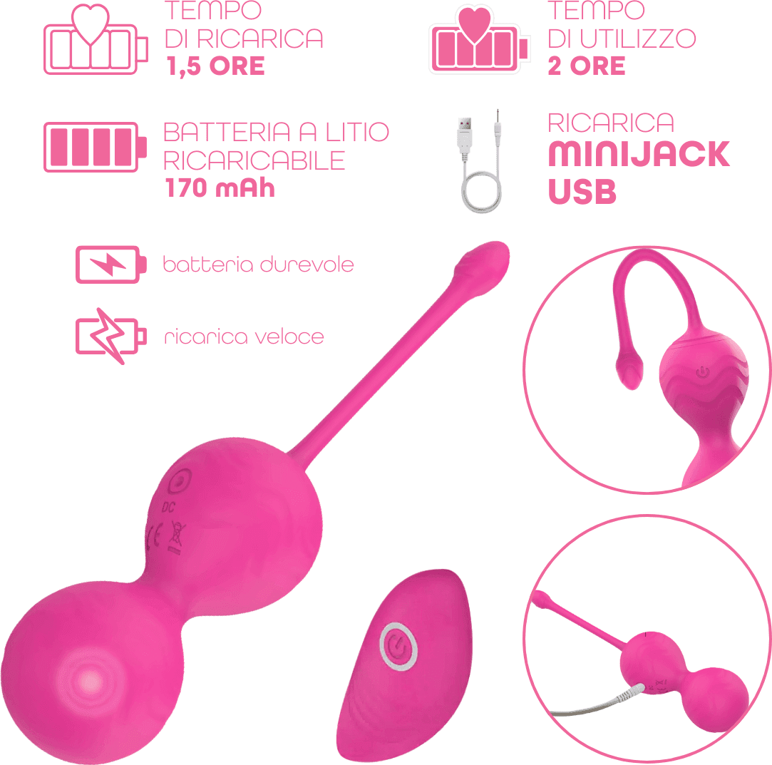 Palline Vaginali Vibranti Set in Silicone Medicale con Telecomando Kegel Pelvico - 13