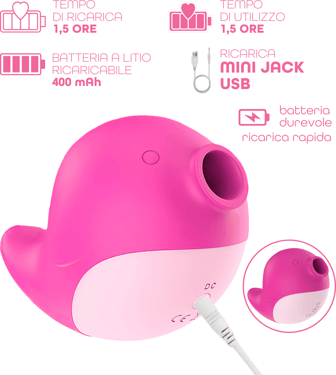 Succhia Clitoride con Vibrazione Stimolatore 2in1 Vibratore Multifunzione Vagina - 13
