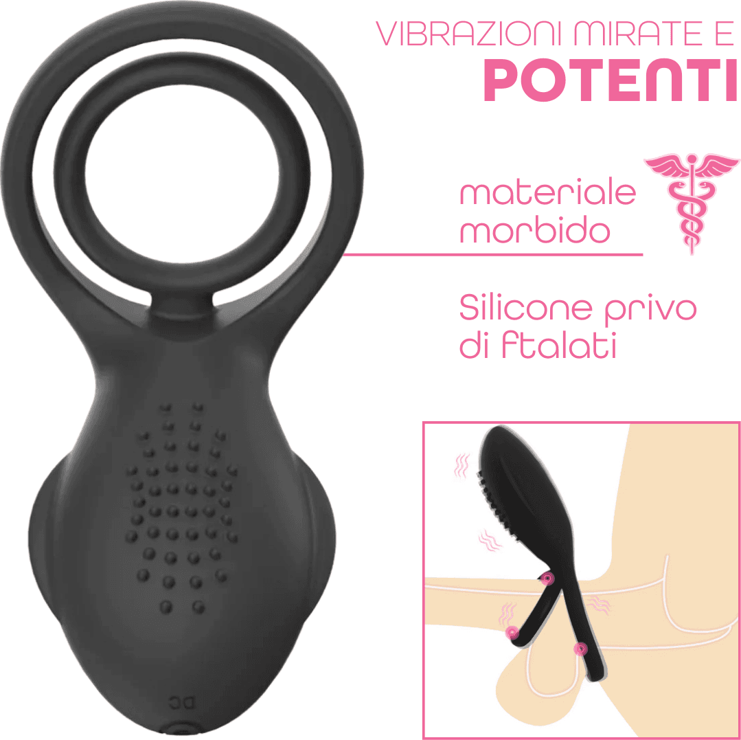 Anello Vibrante per Pene in Silicone con 10 Modalità Ricaricabile Silenzioso - 12