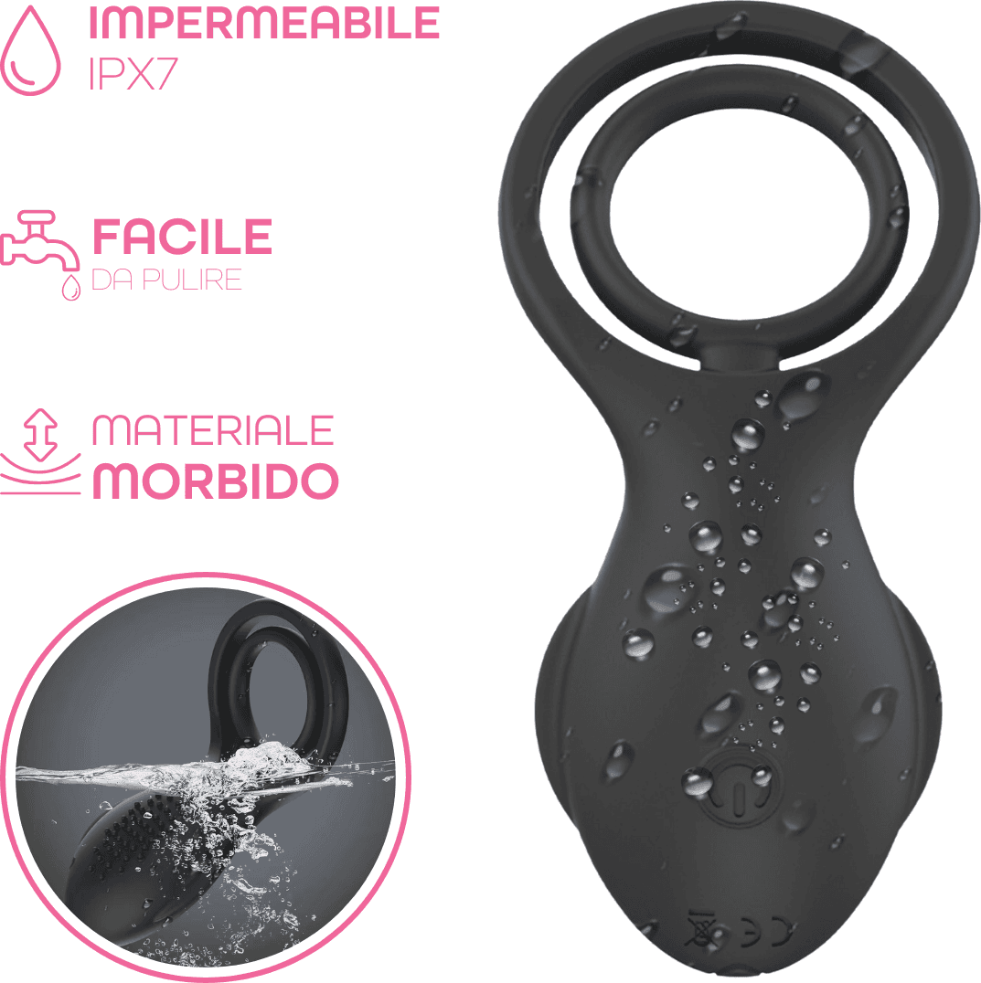 Anello Vibrante per Pene in Silicone con 10 Modalità Ricaricabile Silenzioso - 15