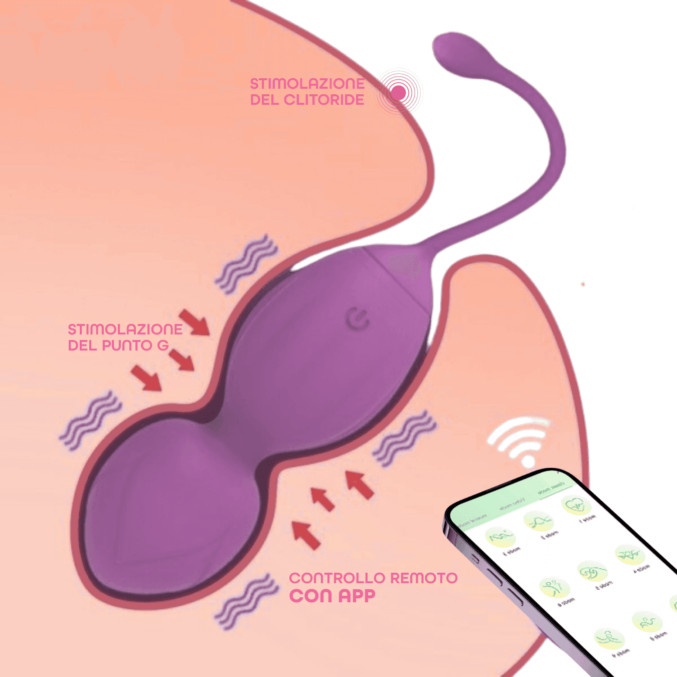 Palline Vaginali Vibranti Kegel Controllo con App Ovetto Vibrante in Silicone USB - 12