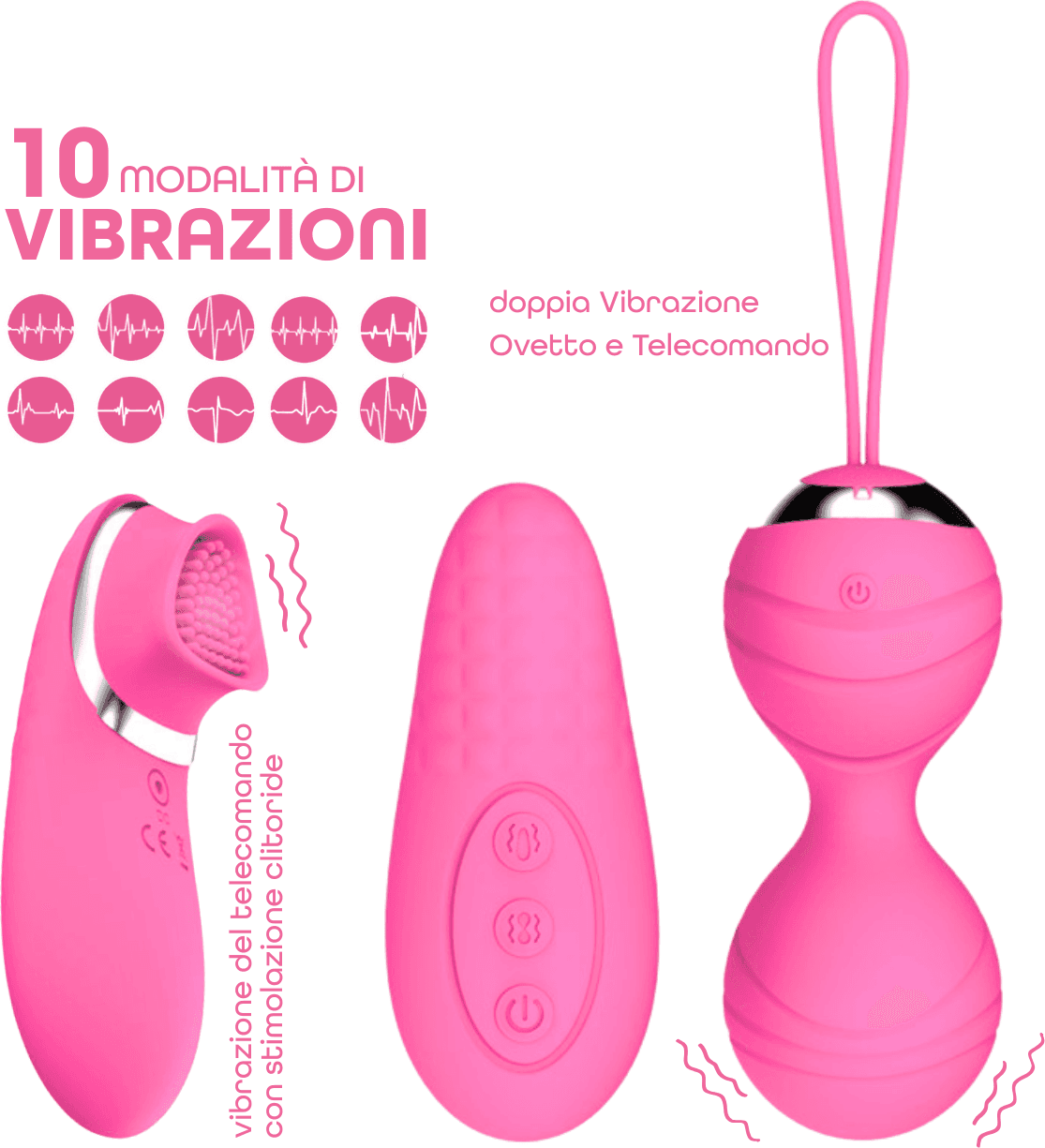 Ovetto Vibrante con Telecomando Palline Vaginali Vibranti Stimolatore Clitorideo - 11