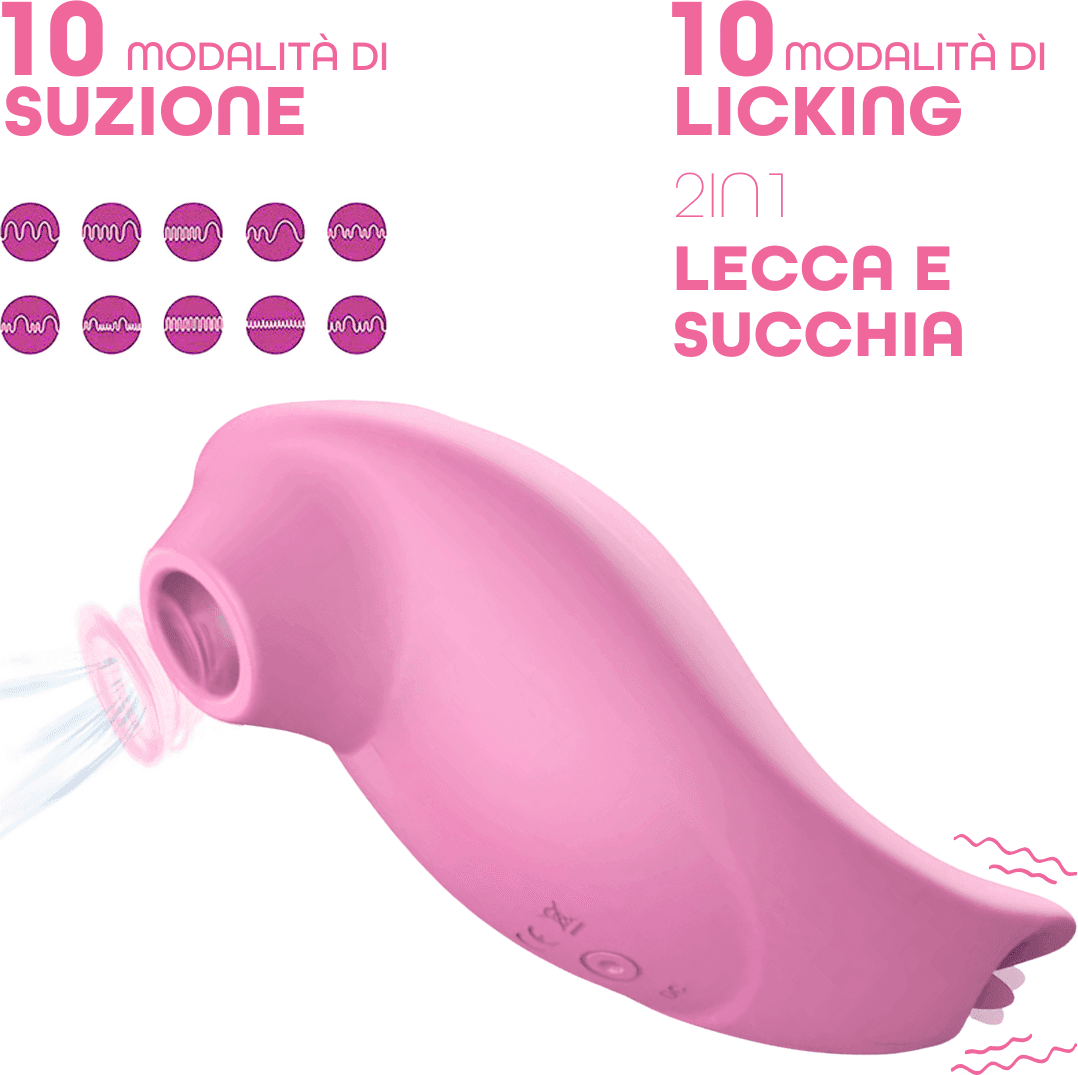Succhia e Lecca Clitoride 2in1 Vibratore con Lingua doppio Stimolatore a Suzione - 11