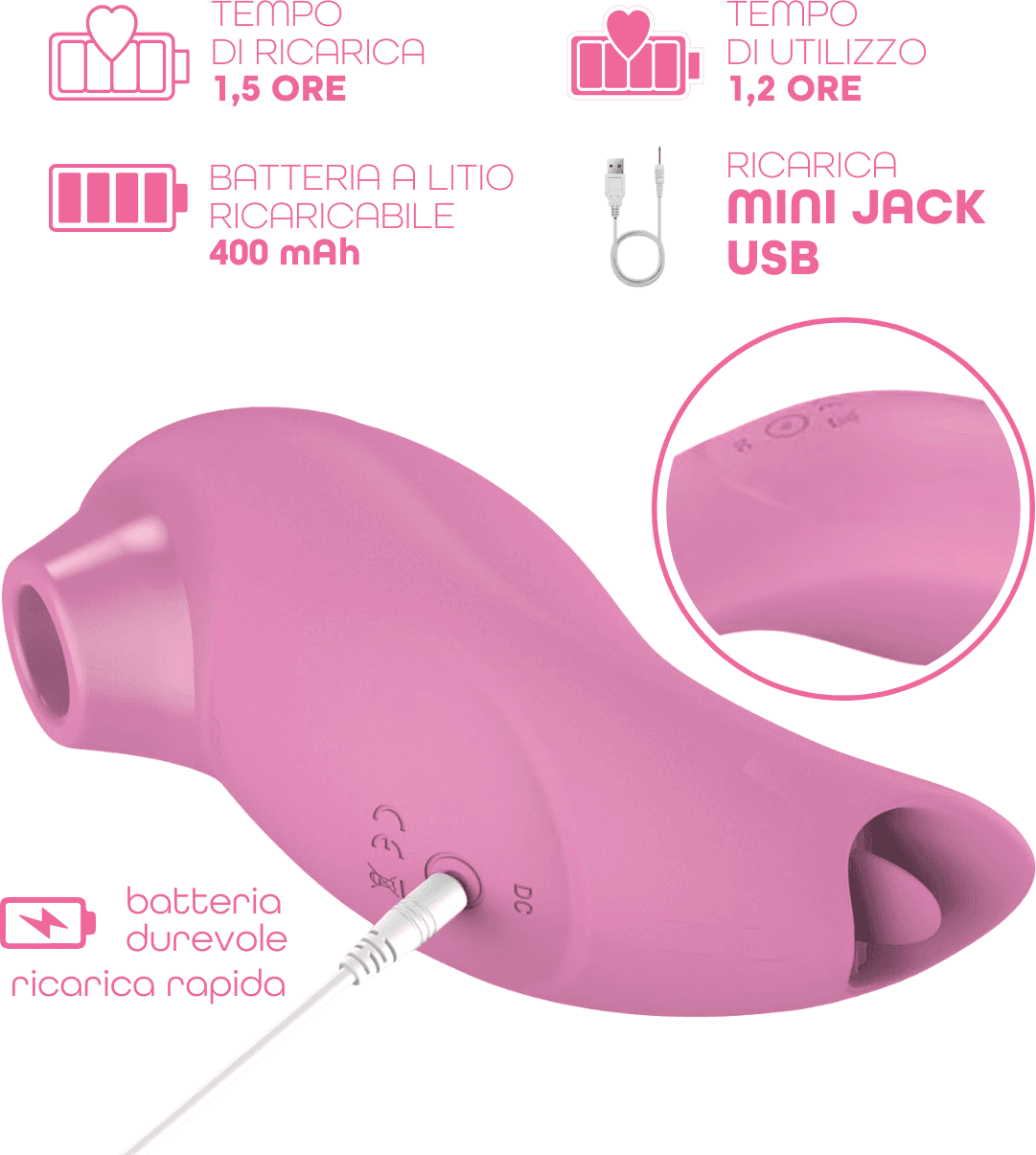 Succhia e Lecca Clitoride 2in1 Vibratore con Lingua doppio Stimolatore a Suzione - 13