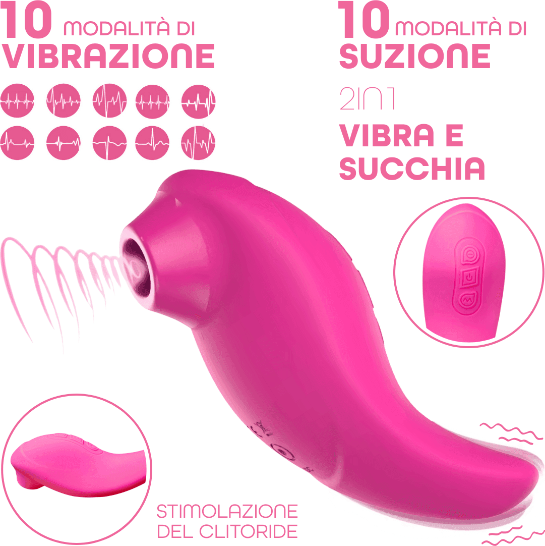 Succhia Clitoride Vibra 2in1 con Vibratore in Silicone sex toy multifunzione - 11