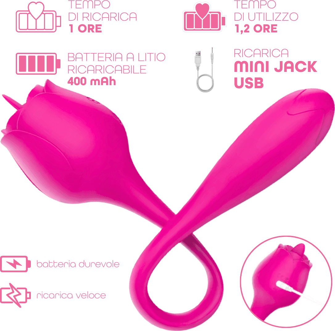 Stimolatore Clitorideo Licking Vibratore Punto G a forma di Rosa Lecca e Vibra - 15