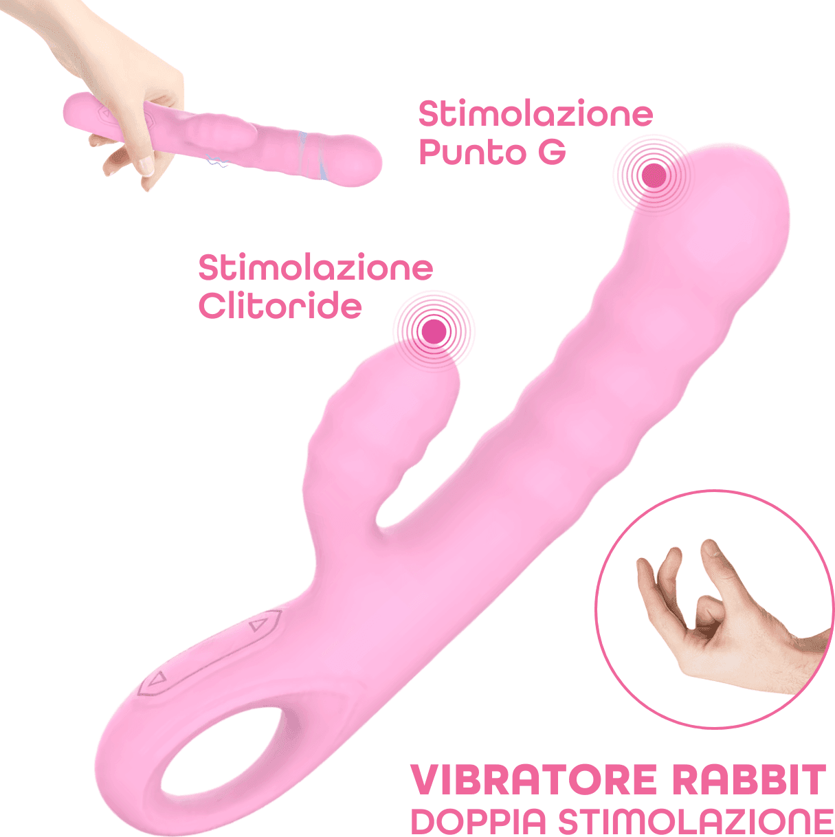 Vibratore Rabbit Doppia Stimolazione Punto G Clitoride in Silicone Ricaricabile - 12
