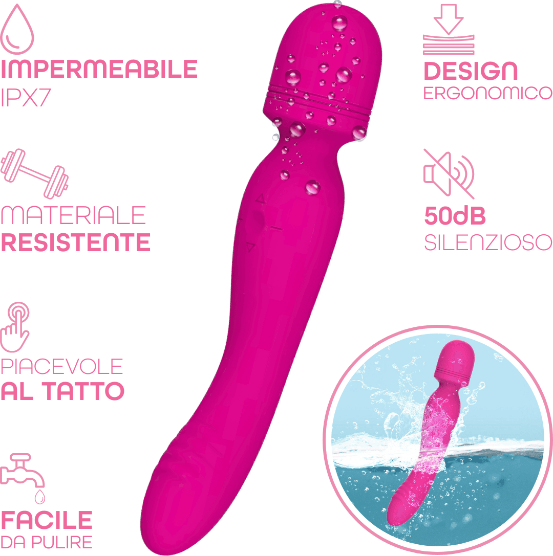 Wand Massager Vibratore Potente Dildo Massaggiatore in Silicone doppia Vibrazione - 14