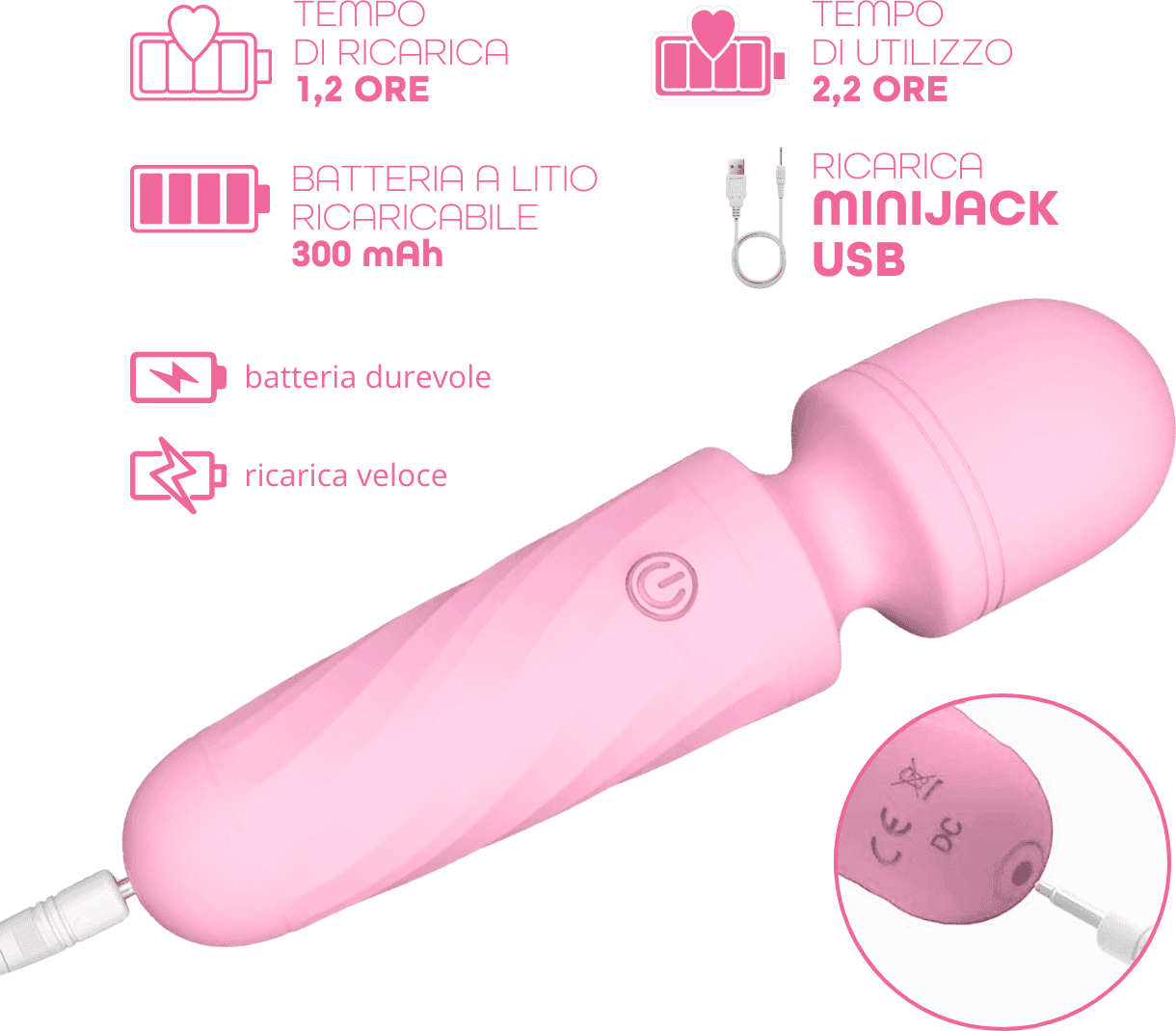 Wand Massager Vibratore in Silicone Stimolatore Clitorideo Massaggiatore Mini - 11