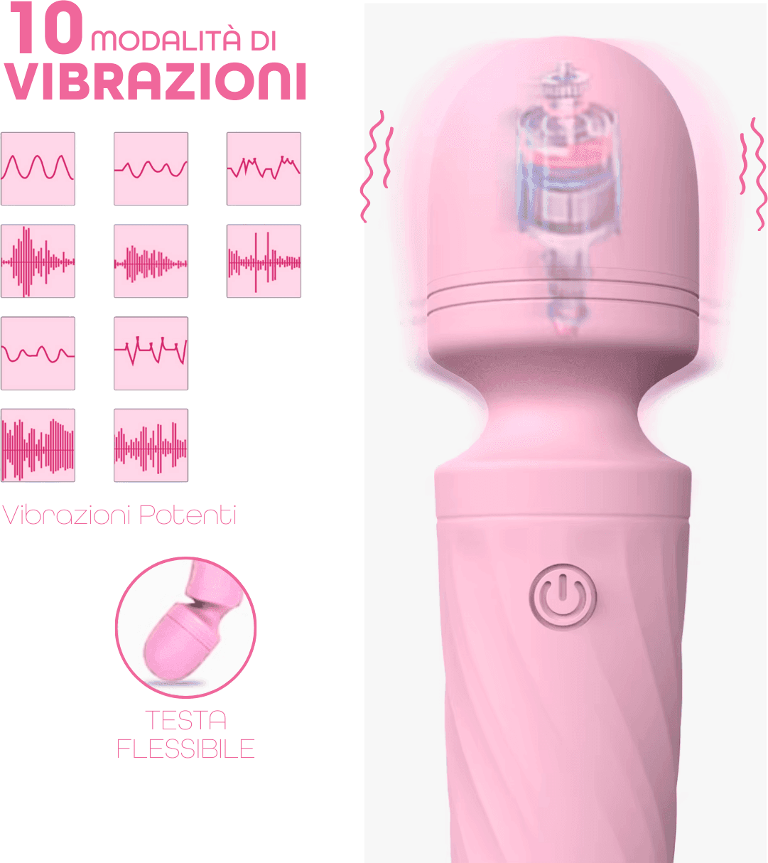 Wand Massager Vibratore in Silicone Stimolatore Clitorideo Massaggiatore Mini - 10