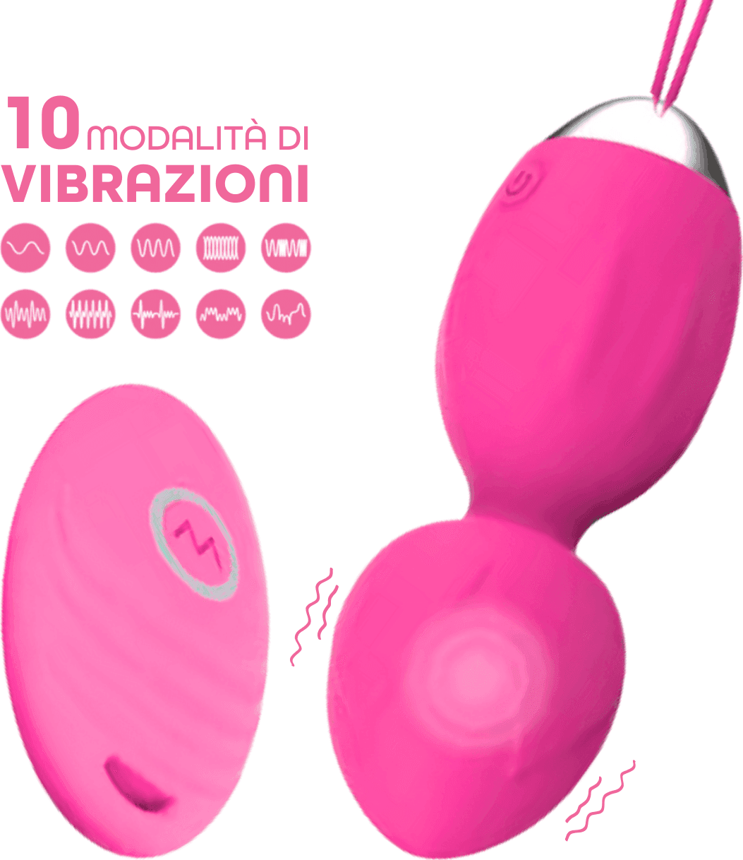 Ovetto Vibrante Doppia Sfera Telecomandato con 10 Modalità Vibratore in Silicone - 12