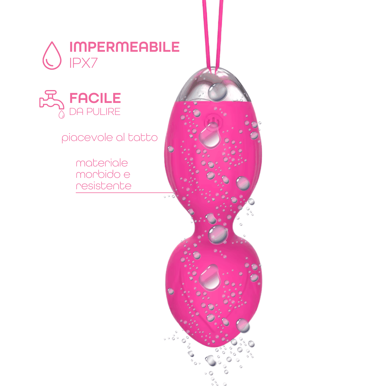 Ovetto Vibrante Doppia Sfera Telecomandato con 10 Modalità Vibratore in Silicone - 16