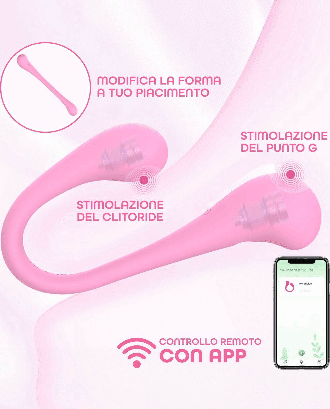 Vibratore Multifunzione per Doppia Stimolazione Controllo con App Modellabile - 12