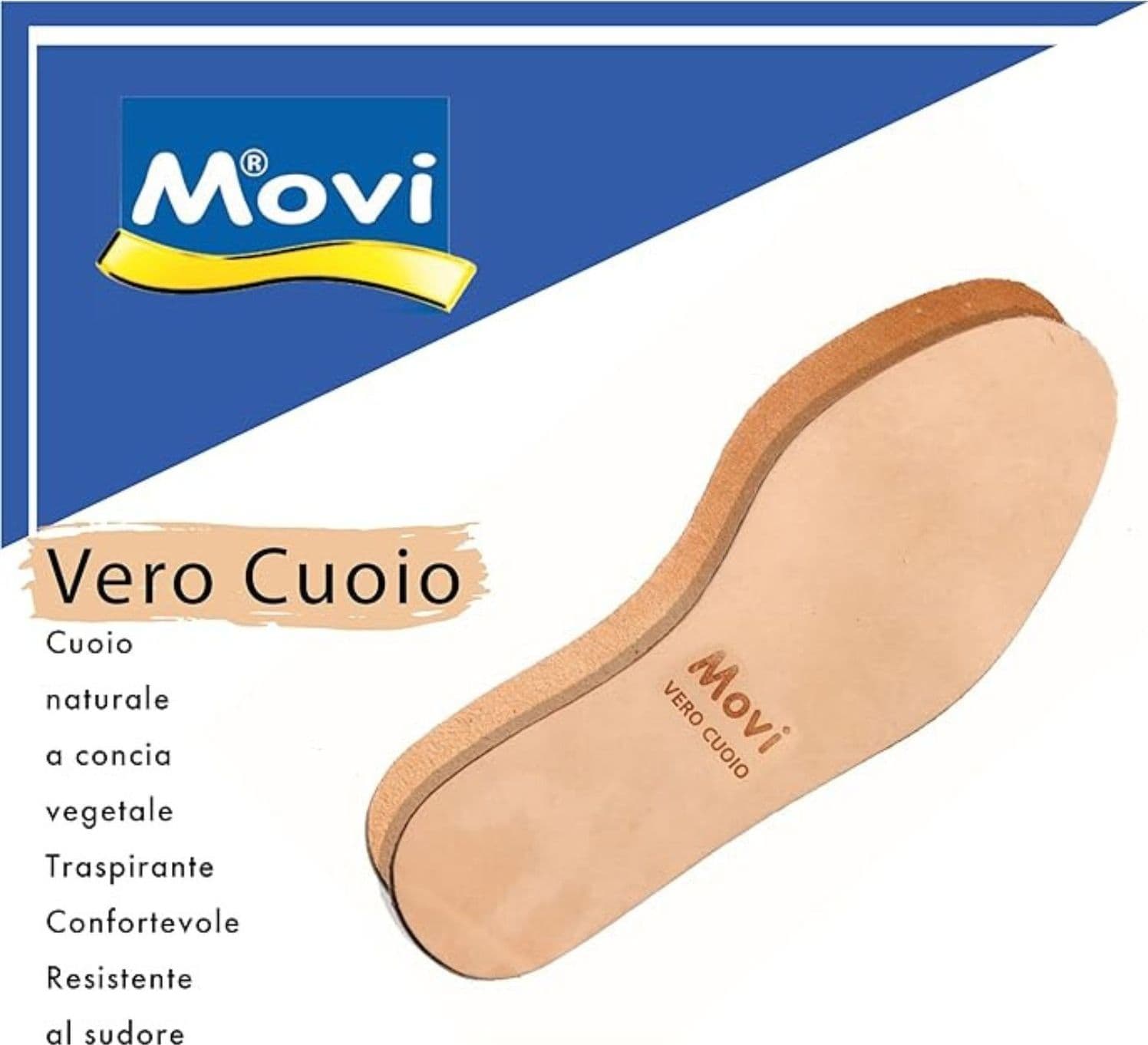 Movi Soletta Traspirante in Cuoio Liscio – Realizzata in Vero Cuoio per Massima Freschezza e Comfort - 3