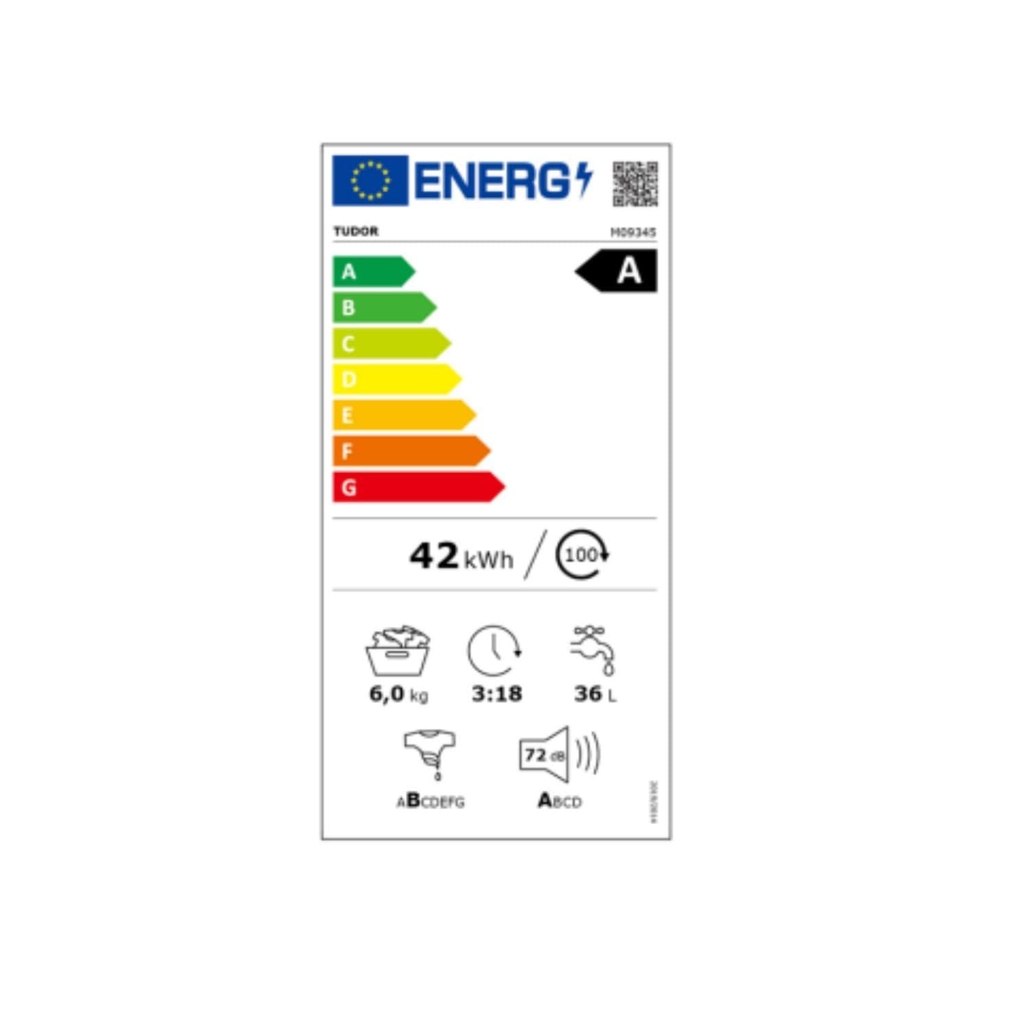 LAVATRICE TUDOR 6KG INVERTER M09345 1200 GIRI Classe energetica A Libera Installazione - 5