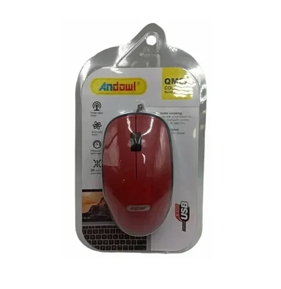 MOUSE CABLATO CAVO USB QM82 SENSORE OTTICO CON 3 PULSANTI PER COMPUTER DESIGN COLORATO - 2