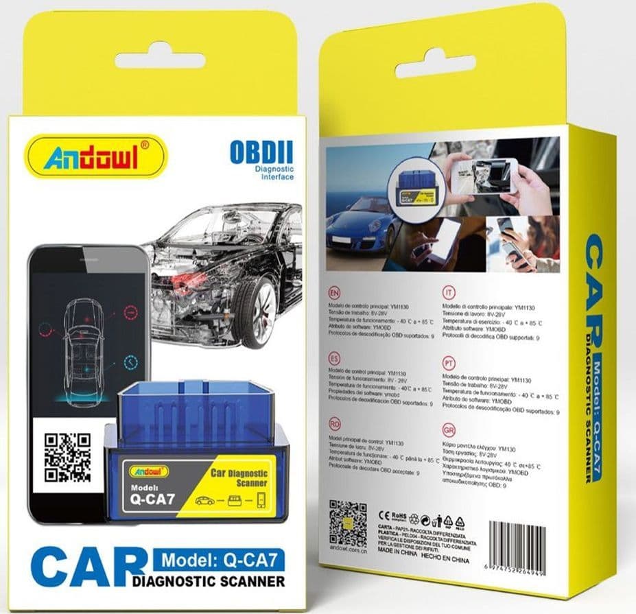 SCANNER STRUMENTO DIAGNOSTICO PER AUTO ADATTATORE OBDII BLUETOOTH COMPUTER ANDROID Q-CA7 - 2