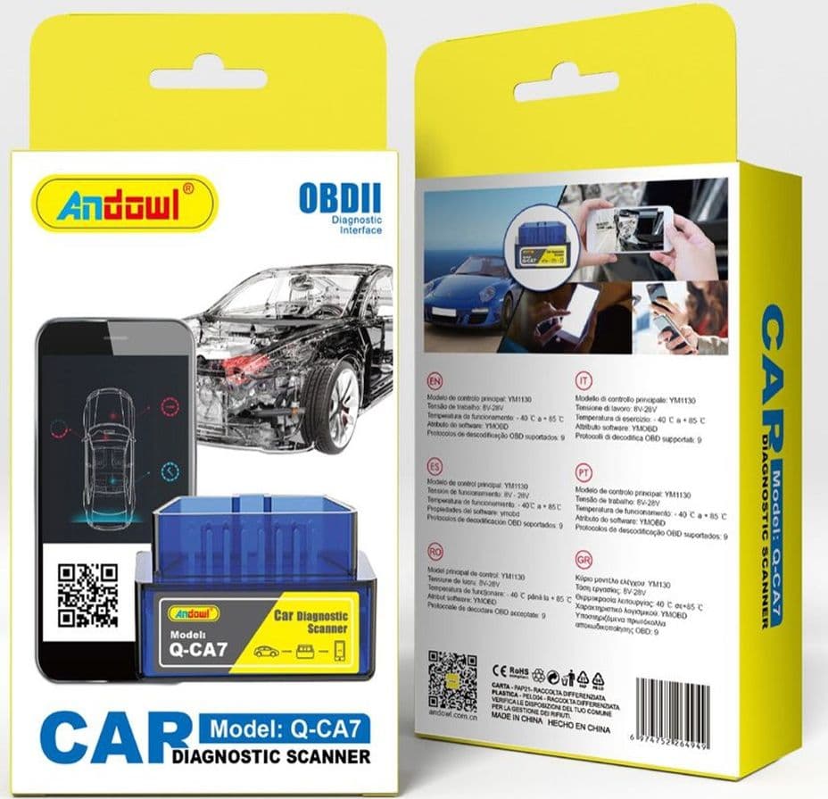 SCANNER STRUMENTO DIAGNOSTICO PER AUTO ADATTATORE OBDII BLUETOOTH COMPUTER ANDROID Q-CA7 - 2