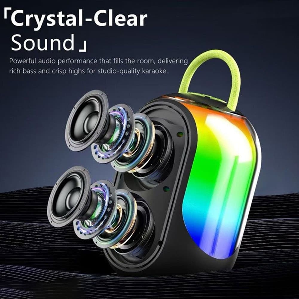 ALTOPARLANTE KARAOKE BLUETOOTH WIRELESS PORTATILE CON MICROFONI EFFETTI LUCE RGB Q-YX133 - 7