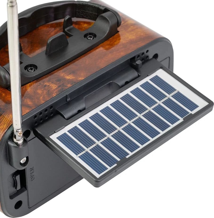 RADIO DA TAVOLO CON PANNELLO SOLARE PORTATILE STILE VINTAGE RETRÒ BANDE AM FM SW Q-SY721 - 9
