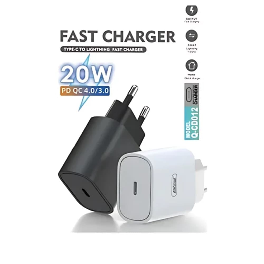 CARICABATTERIE ADATTATORE CON PORTA TYPE-C 20W POWER DELIVERY / QUICK CHARGE 3.0 Q-CD012 - 11