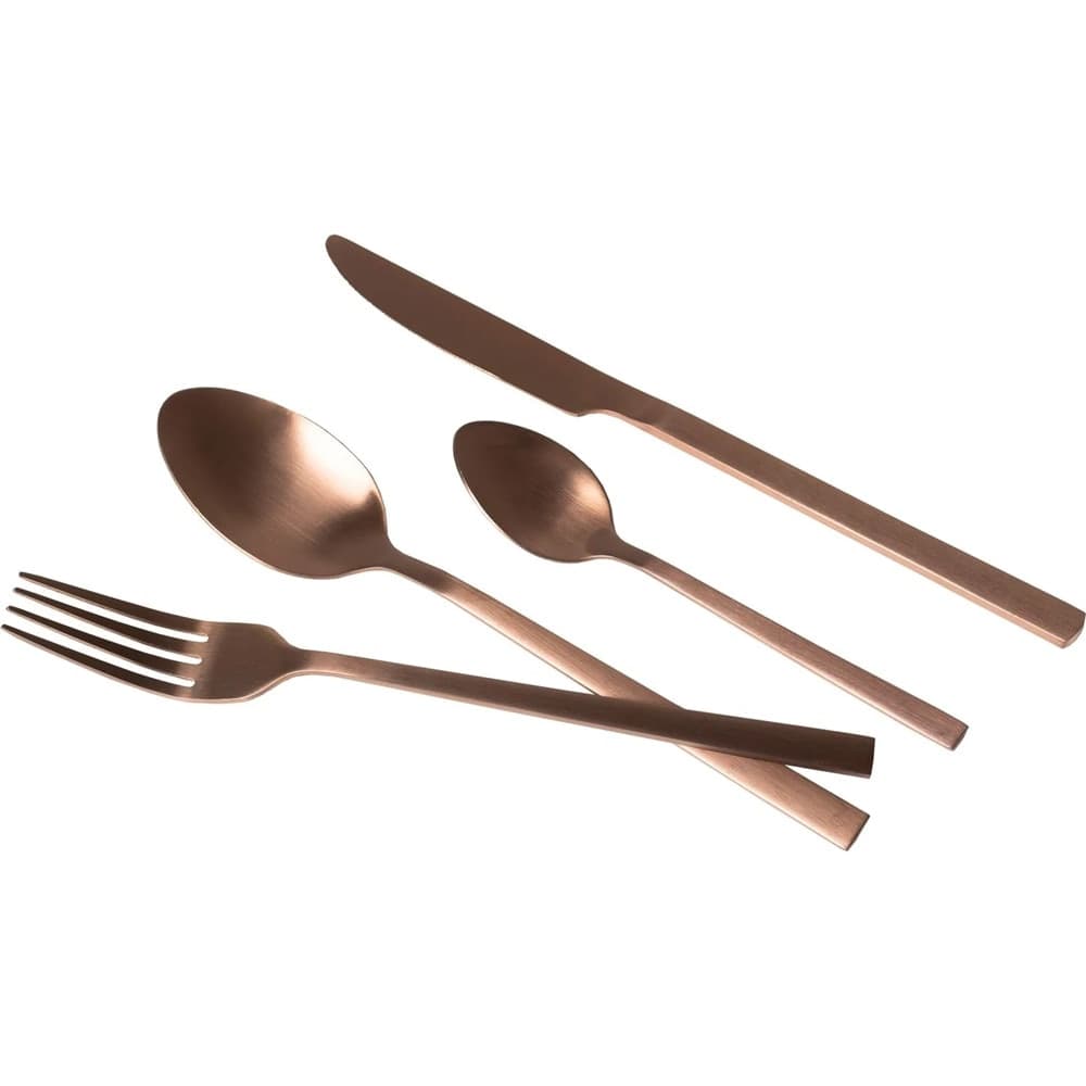 SET SERVIZIO DI POSATE IN ACCIAIO INOX BRONZO SATINATO DA 24PZ STILE ELEGANTE RAFFINATO - 4