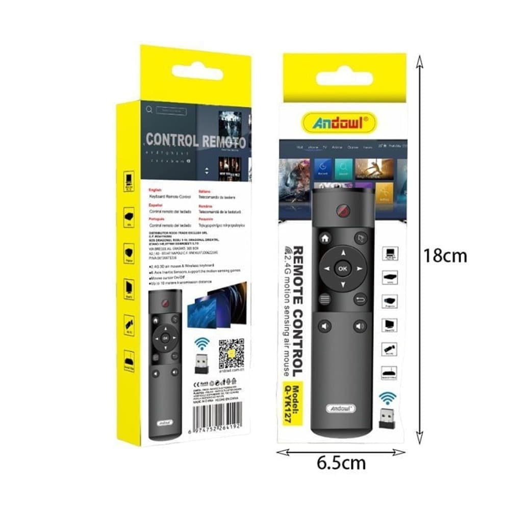 TELECOMANDO TV UNIVERSALE Q-YK127 PER SMART TV ANDROID TV BOX CON RICEVITORE USB WIRELESS - 6