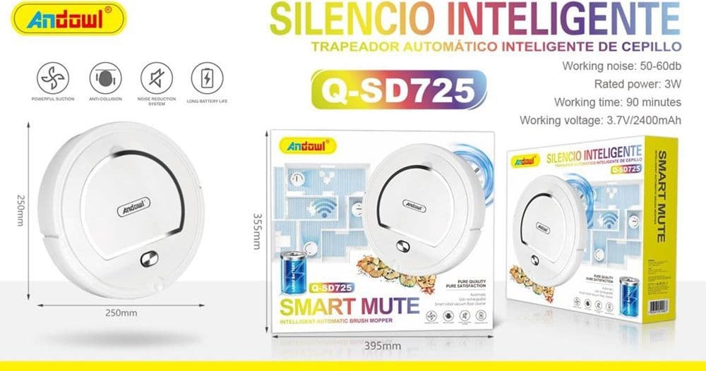 ROBOT PULITORE ASPIRAPOLVERE AUTOMATICO SILENZIOSO INTELLIGENTE RICARICABILE Q-SD725 - 2