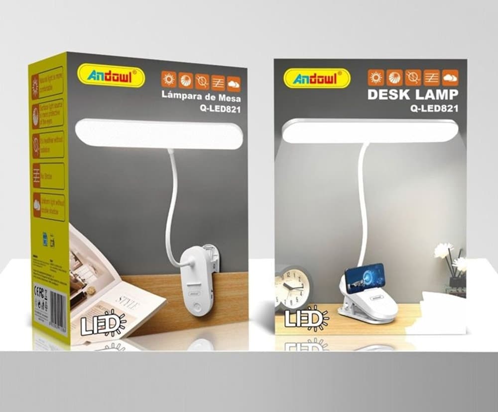 LAMPADA DA SCRIVANIA LUCE LED RICARICABILE CON CLIP MORSETTO BRACCIO REGOLABILE Q-LED821 - 2