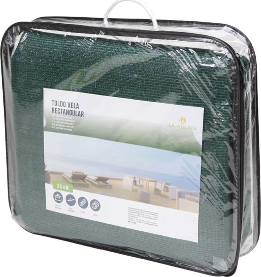 VELA TENDA RETTANGOLARE PARASOLE PROTEZIONE SOLE OMBRA GIARDINO 3X4 MT VERDE 017033 - 7