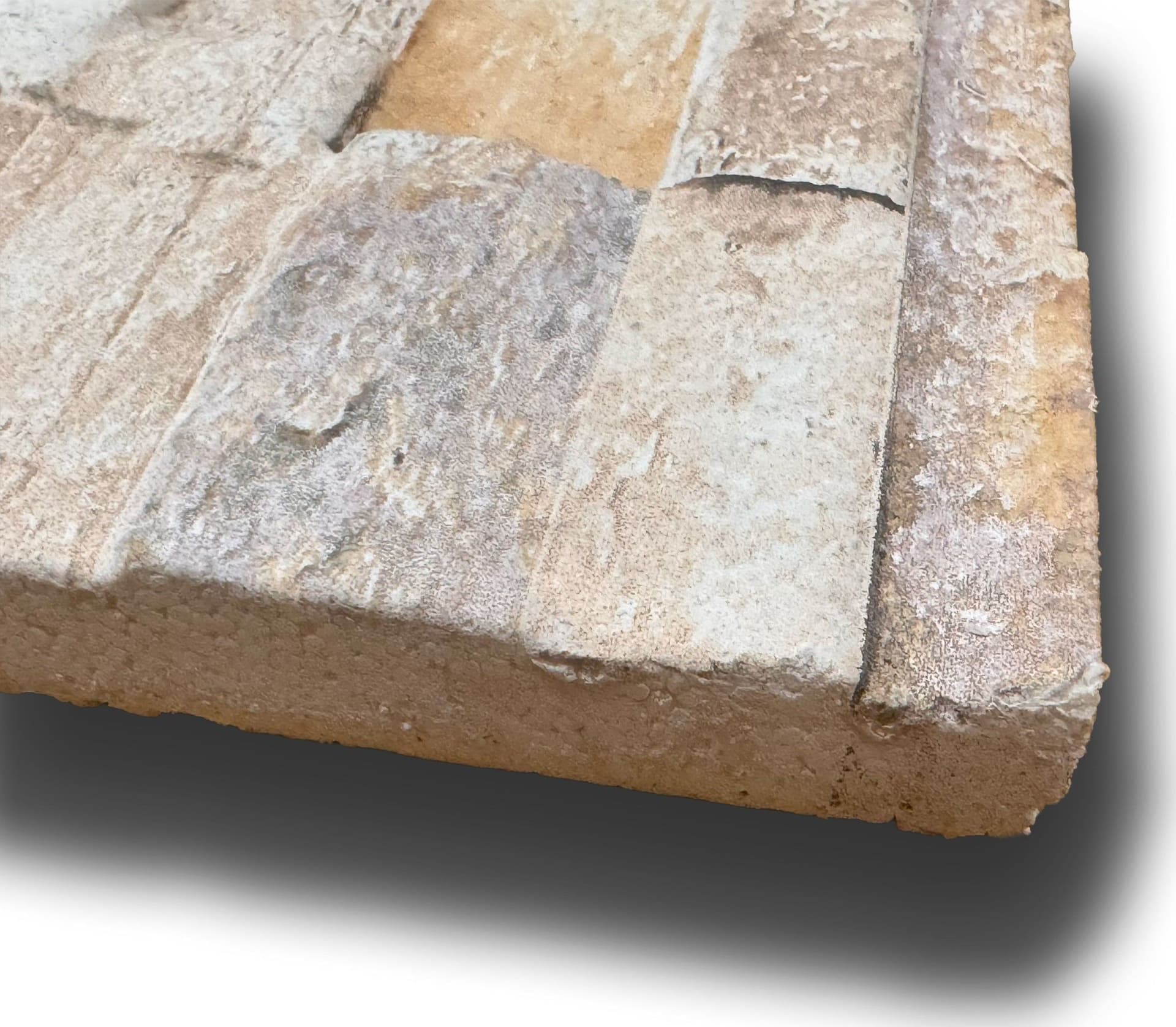 CAPPOTTO esterno - interno isolante in STYROFOAM 3D sp.2cm (120x30cm) con sabbiatura e malta Pietra sbiancata in Pannelli a muro 3D Eternal Parquet - Ariano Irpino, commercioVirtuoso.it