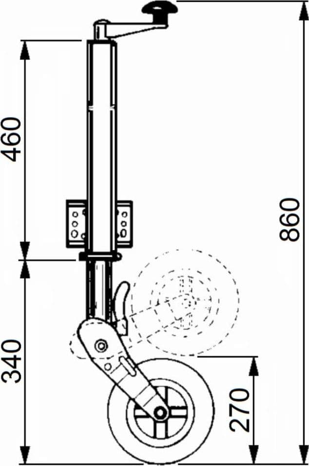 Servotimone leggero con ruota d'appoggio ribaltabile Simol portata 250kg - 3