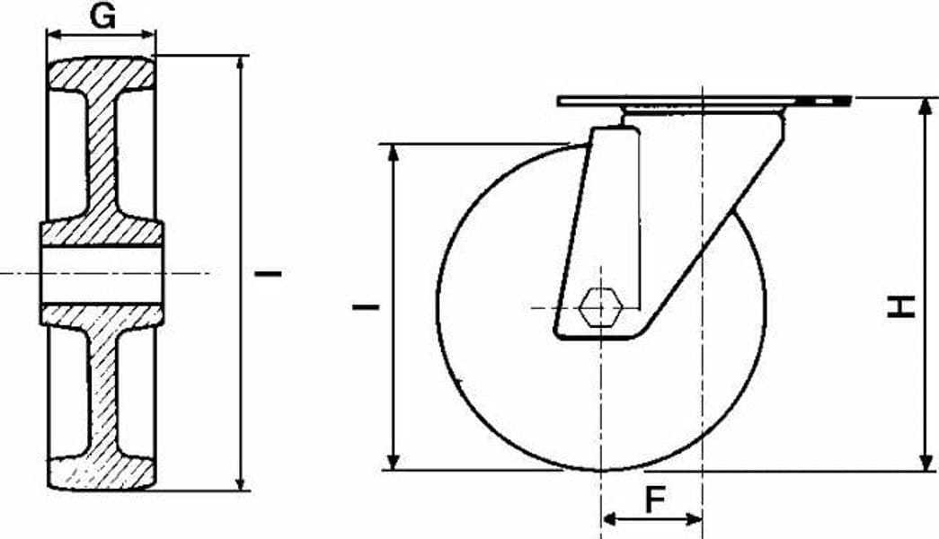 Ruota nylon Ø 80mm con supporto fisso confezione da 2 pezzi - 2