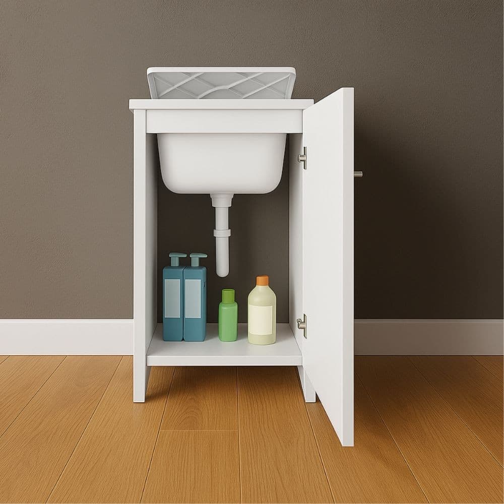 Lavatoio Nobilitato Vasca Resina Asse Lavaggio 45x50x85 cm Anta Singola 7006AK - 2