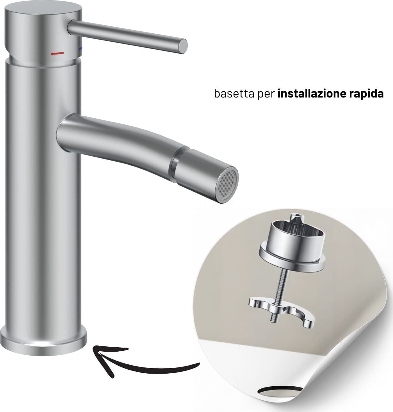 Miscelatore Monocomando Bidet Jazz Installazione Rapida Piletta Click Clack - 14